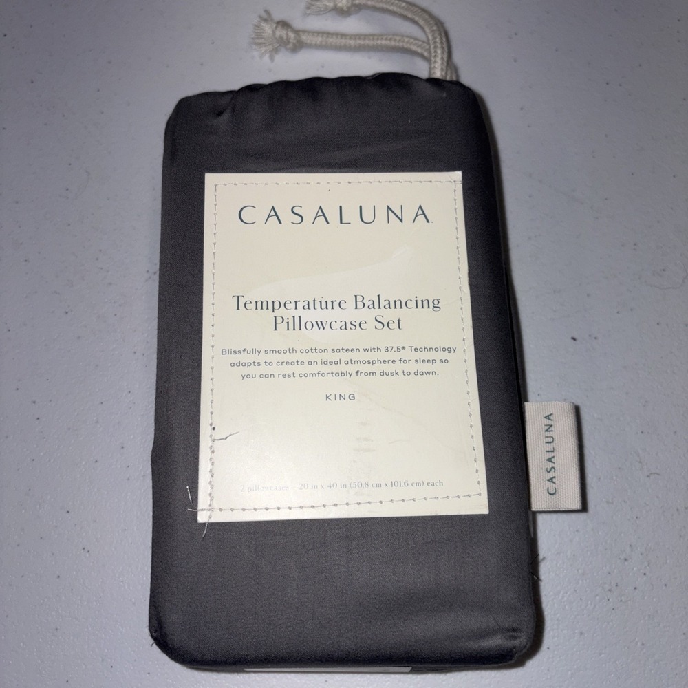Casaluna King 300tc Temperature Balancing Solid 2 Pillowcases Metal Gray 20x40"